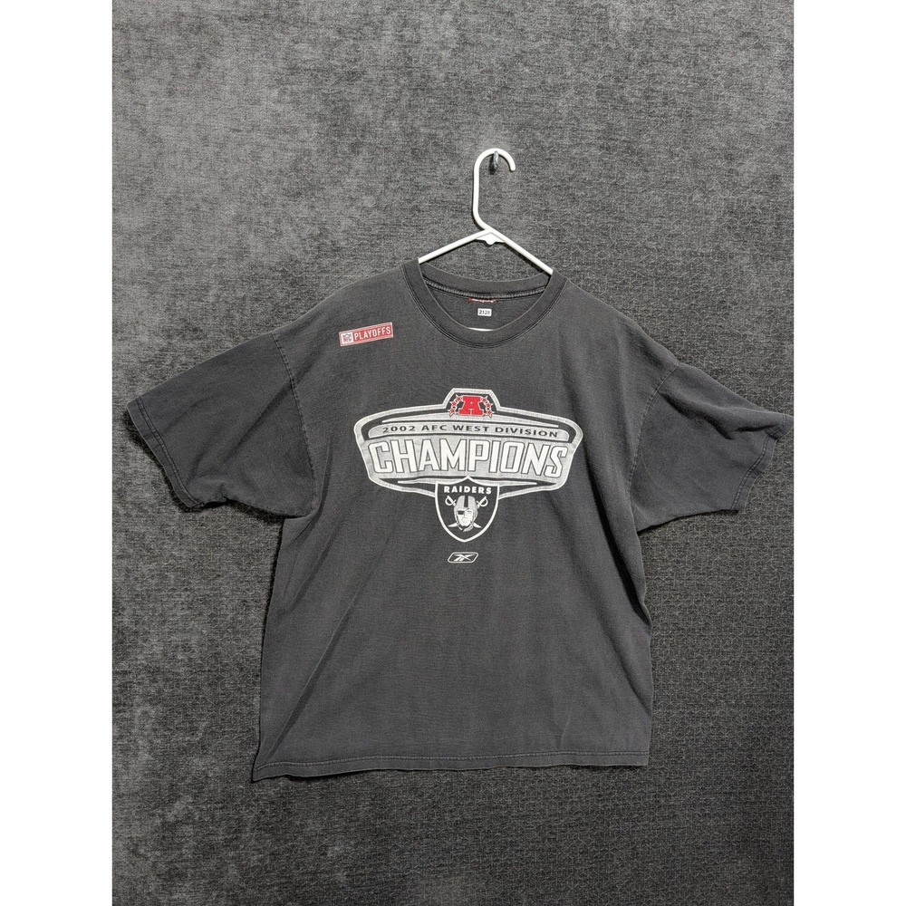 Vintage Reebok Oakland Raiders 2002 AFC West Champions T-Shirt Black XL 2128